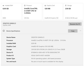 Dell Optiplex 3040 / i3 CPU / 8 GB RAM / 256 GB SSD / WIN 10 - 4