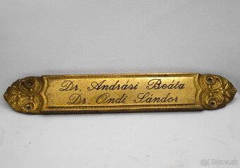 Stará mosadzná menovka  21x3,8cm - 4