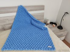 Pletená detská deka modrá - 4