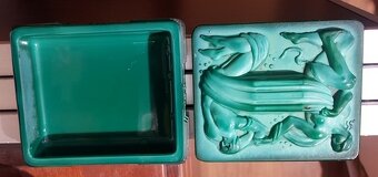 sklo: malachitové, rosé amfora, jantárové, kristál, soška - 4