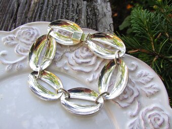 Hrubý starý strieborný náramok, Ag 900 - 4