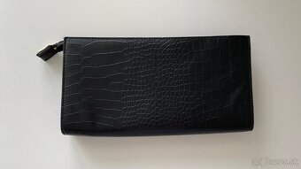 Čierna listová kabelka psaníčko popruh krokodília koža croc - 4