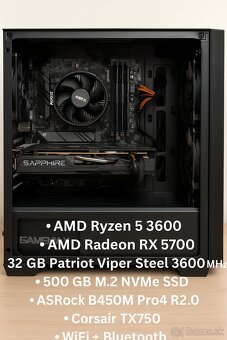 Predám herný PC – Ryzen 5 3600, RX 5700, 32 GB RAM - 4