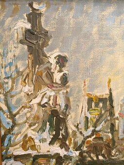 Obraz Karel Šustek, Praha Karlův most, olej na plátně 78x117 - 4