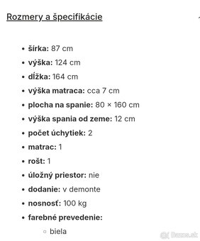 Detská posteľ domcek s roštom a matracom - 4