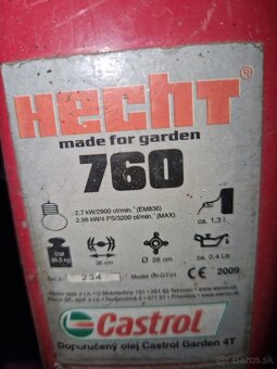 Predám motorový benzínový kultivátor / rotavátor Hecht - 4