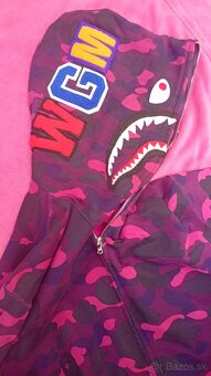 BApe color camo shark full zip hoodie purple - 4