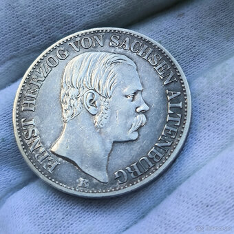 Strieborný Toliar 1869 B – Nemecko -Sasko - Vzácny - 4