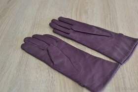 fialové kožené rukavice M - 4