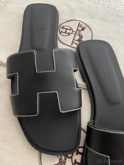 Originál Hermès Oran kožené šlapky, veľkosť 40 - ako nové - 4
