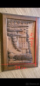 Vyrezávané drevené obrázky, nádoba a svietnik - 4