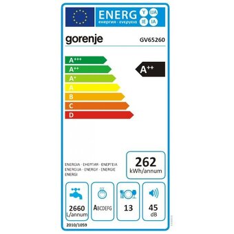 GORENJE GV65260 - Vstavaná umývačka riadu (A++) - 4