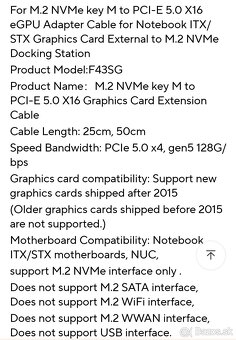 eGPU adapter F43SG M.2 NVMe to PCI-E 5.0 X16 - 4
