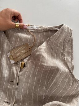 nové ražné ľanové prepínacie šaty Mango veľ. L - 4