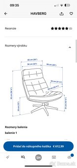 Kozene kreslo Ikea Havberg s podnozkou - 4
