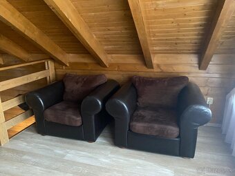 Sedačka koža/textil + 2 kreslá - 4