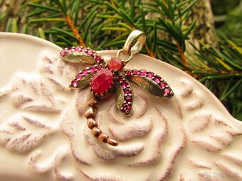 Strieborný prívesok s kameňom Rubín, Ag 925 - 4