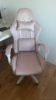 Herné kreslo HC-1000 Pink-White látkové - 4
