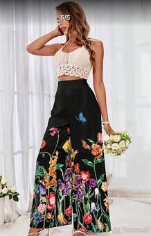 KRASNE ŠIROKÉ KVETOVANE NOHAVICE…M,XL…NOVE - 4