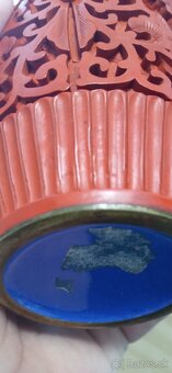 Starožitná čínska vyrezávaná váza z Cinnabaritu (rumelka) 18 - 4