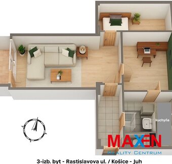 Unikátny 3 - izbový TEHLOVÝ byt , 65 m² + balkón, Rastislavo - 4