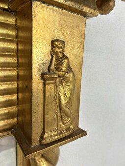 Veľké zlátené figurálne zdobené empírové zrkadlo - 4