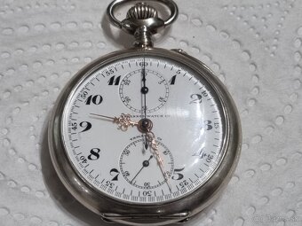 Strieborné, vreckové hodinky,chronograf. - 4