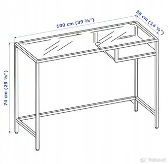 IKEA VITTSJO Stolík na notebook čiernohnedý 100 x 36 cm - 4