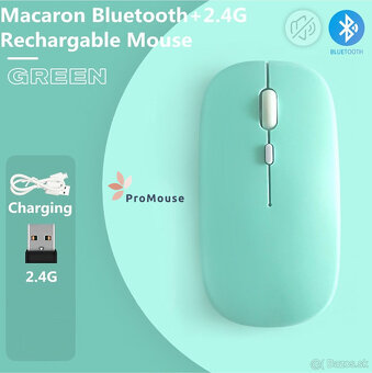 Bezdrôtová nabíjateľná bluetooth myš - mentolová - 4