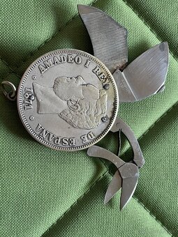 starožitny strieborný nožík 5 pesetas 1871 - 4