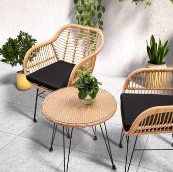 Pozor čítaj - Ratanový záhradný balkónový set Bali béžová - 4