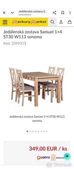 Predám jedálenský set, stôl so stoličkami - 4