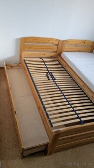 Posteľ 200x90 z masívu s úložným priestorom, roštom a matrac - 4