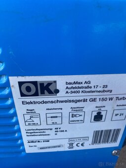 Zváračka OK GE 150 W Turbo – takmer nová, 2x použitá - 4