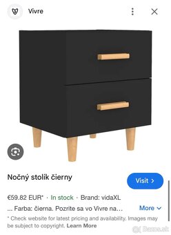 Čierny nočný stolík 2 ks - 4