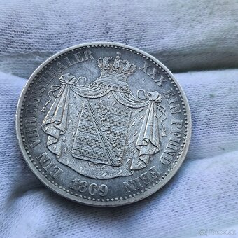 Strieborný Toliar 1869 B – Nemecko -Sasko - Vzácny - 4