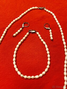 Náhrdelník, náramok, náušnice - pravé perly 4-5 mm - 4