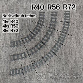 ZĽAVA LEGO vlak - zahnuté koľajnice (oblúky) R40, R56, R72+ - 4