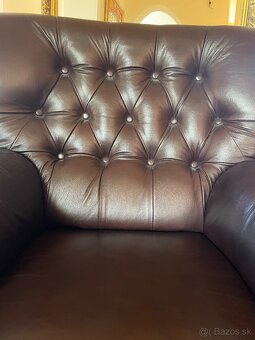 Chesterfield ( 9 miestna) kožená sedacia súprava - 4