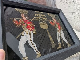 starožitný obraz maľba na skle Zbojníci - 4