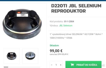 Titanium výšky Selenium D220Ti na 1" závit, 8 Ohm - 4