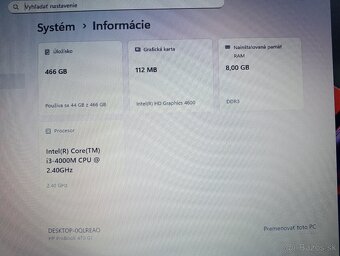 predám Hp probook 470 g1 , Intel i3 , 8gb ram , Win 11 - 4