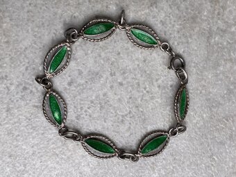 Strieborný náramok so zelenými kameňmi ,ag 925 - 4