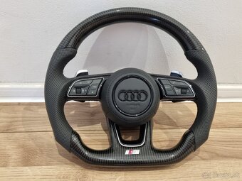 AUDI VOLANT KARBONOVY ZKOSENY s airbagom a RS padlami - 4