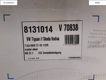 Škoda Octavia, Yeti, Karoq, Superb alu disky R18 ET43 5x112 - 4