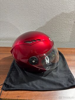 Prilba MOTOWELL OF3 červená lesklá otvorená s plexisklom - 4
