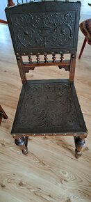 starožitné stoličky s koženým poťahom - 4