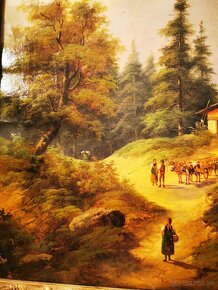 Olej na platne Alpská krajina 1720 signováno - 4