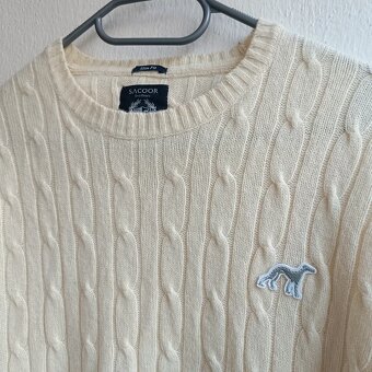 Sacoor Brothers krémový vlnený pletený sveter cable knit XL - 4