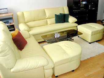 Kožená sedačka 3+2+2 taburetky - 4